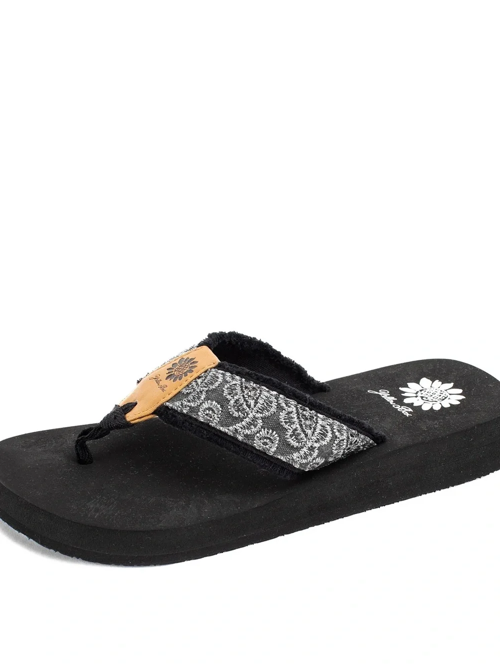 Yellow box Fabulous black  Flip Flop sandals medium width new in box - Picture 2 of 4